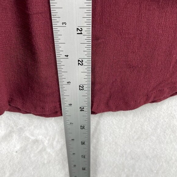 Lucky Brand Blouse Women's XS Wine Red Keyhole Round Neck Puff Long Sleeve Flowy - Picture 5 of 11